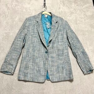 Cynthia Taylor Vintage Blazer Women M Blue Silk Tweed Textured Professional